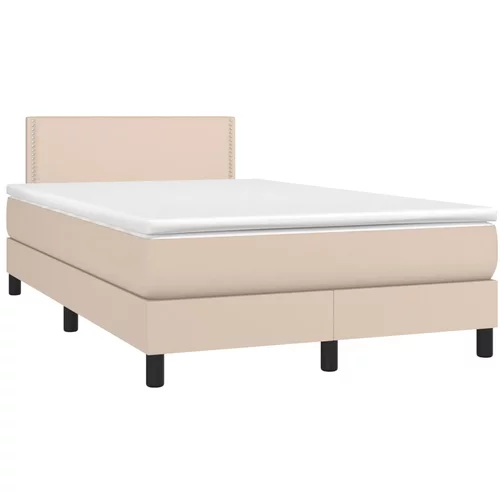 vidaXL Box spring postelja z vzmetnico kapučino 120x190cm umetno usnje, (21111942)
