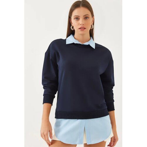 Bianco Lucci ženski duks 60351021, polo kragna, tamnoplava Cene