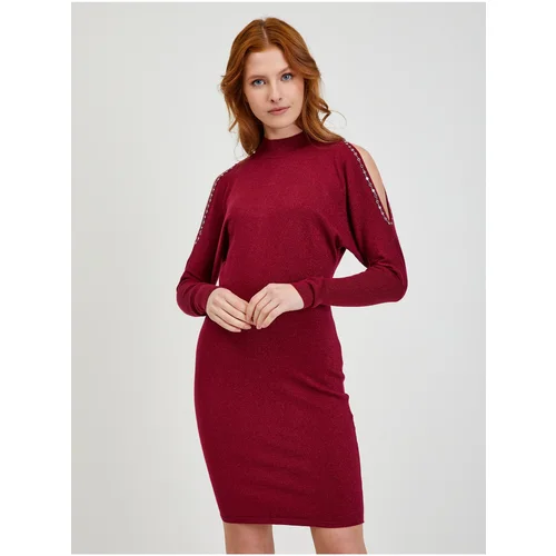 Orsay burgundy Women's Sweater Dress with Necklines - Ladies