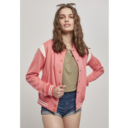 Urban Classics Ladies Inset College Sweat Jacket Palepink/whitesand Slike