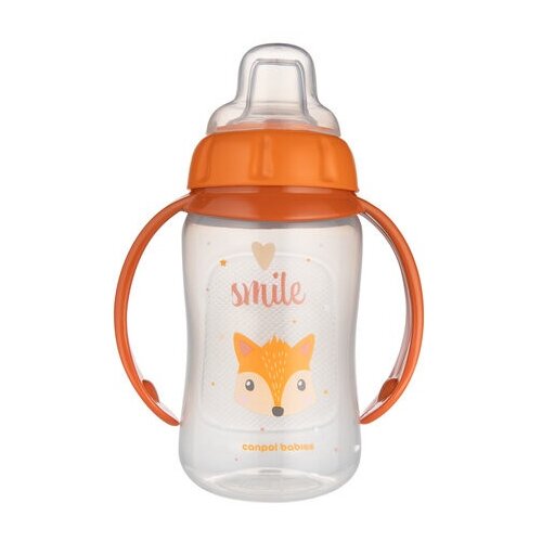 Canpol babies flasica/solja sa kljunom i ruckama 56/512 &amp;quot;happy animals - 320ml orange ( 56/512_ora ) Slike