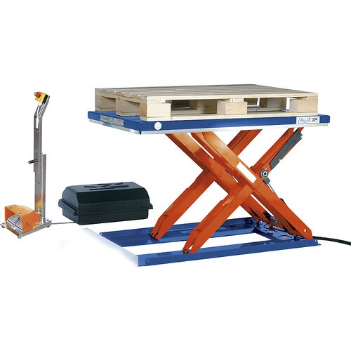 Edmolift Dvižna miza ploske oblike, DxŠ 1350 x 1000 mm, dvig do 900 mm, zaprta plošča, 230 V, nožni upravljalni element Cene