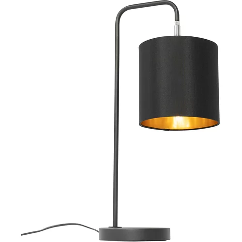 QAZQA Moderna namizna svetilka črna z zlato notranjostjo - Lofty