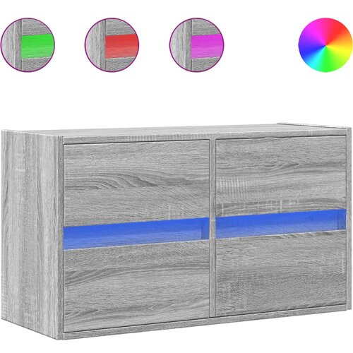 Maison Chic Stenska TV omarica - TV stojalo - Televizijska omarica z LED lučkami siva sonoma 80x31x45 cm, (21699938) Slike