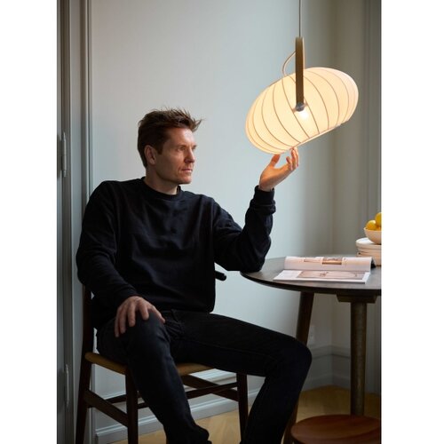Halo Design 746347 - Visilica na sajli DC 1xE27/40W/230V, &amp;Oslash; 40 cm, bela/hrast Slike