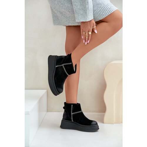 Maciejka Leather Suede Snow Boots On Platform And Wedge Brown Cene