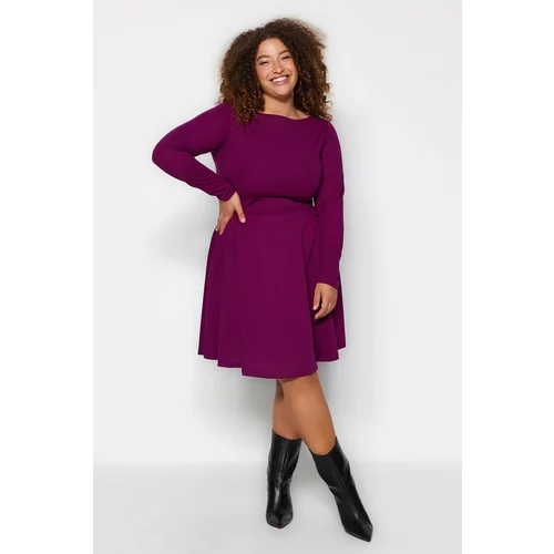 Trendyol Curve Plus Size Dress - Purple - Skater