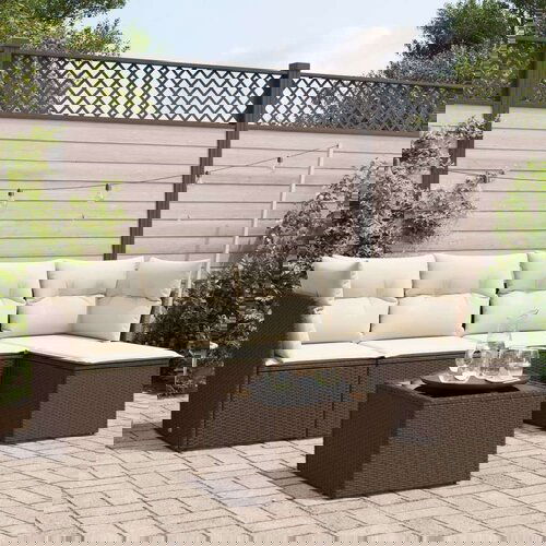 vidaXL 6-dijelni set vrtnih sofa od poliratana s jastucima smeđi Cijene