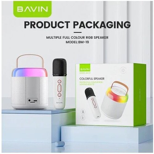 BAVIN Bluetooth zvučnik - BM-19/ mini karaoke sa mikrofonom/ bela Cene