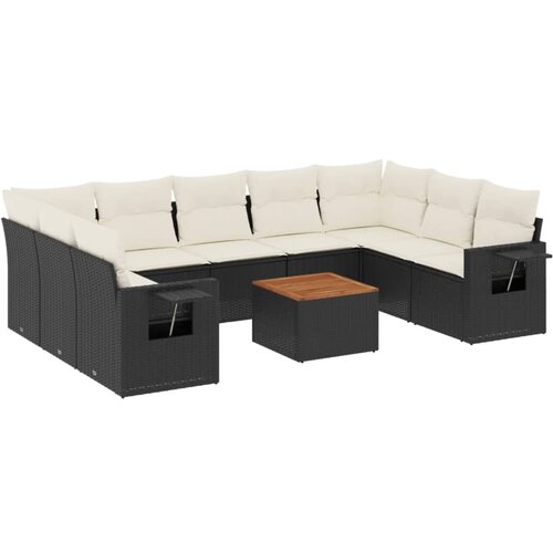 10-dijelni set vrtnih sofa s jastucima crni od poliratana Crna 65.5 x 62 x 69 cm Slike