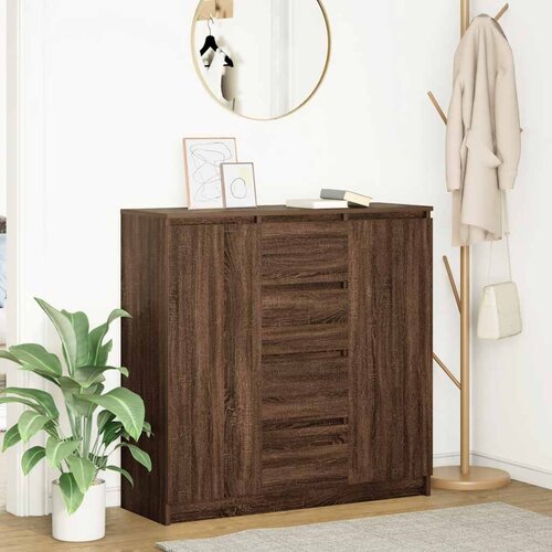 vidaXL Komoda s predali rjavega hrasta 100,5x35x98,5 cm inženirski les Cene