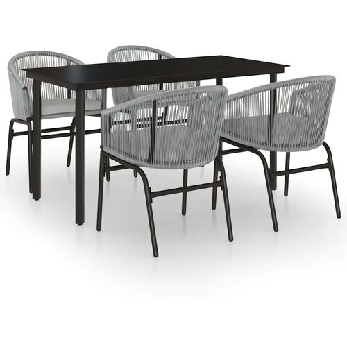  5-dijelni vrtni blagovaonski set sivi Siva Dužina stola 140 cm Slike
