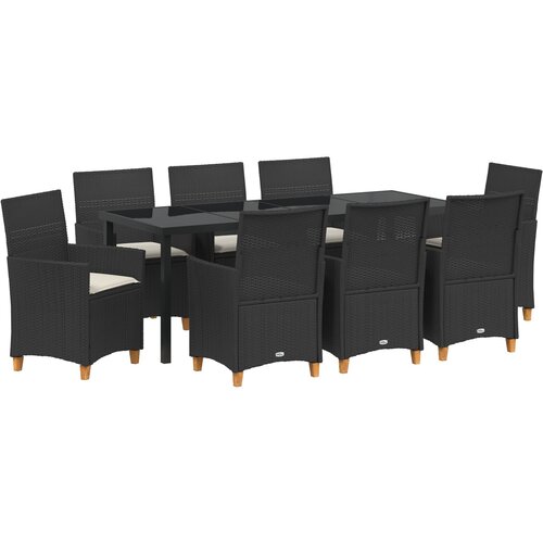 vidaXL Set od 9 vrtnih stolica s jastučićima crni poli ratan Cijene