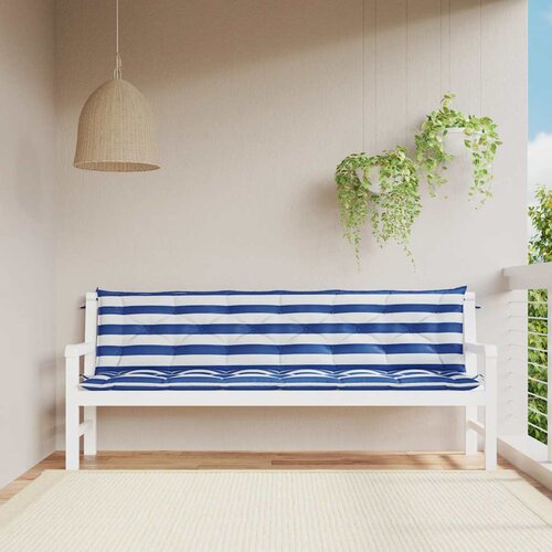 Jastuci za vrtnu klupu 2 kom plavo-bijeli prugasti 200x50x7 cm Slike