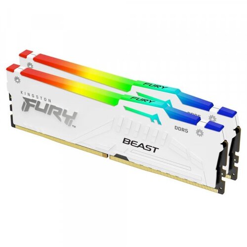 Kingston Memorija FURY Beast White RGB XMP 64GB (2x32GB) 6000MT/s DDR5 CL40 DIMM, KF560C40BWAK2-64 Slike