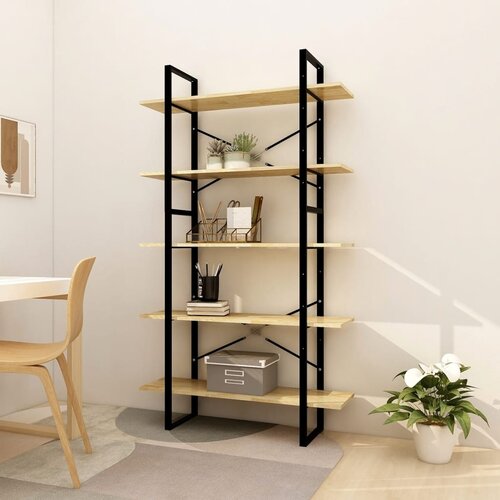 The Living Store 5-nadstropna knjižna omara 100x30x175 cm borovina - Knjižna Omara, (21436942) Slike
