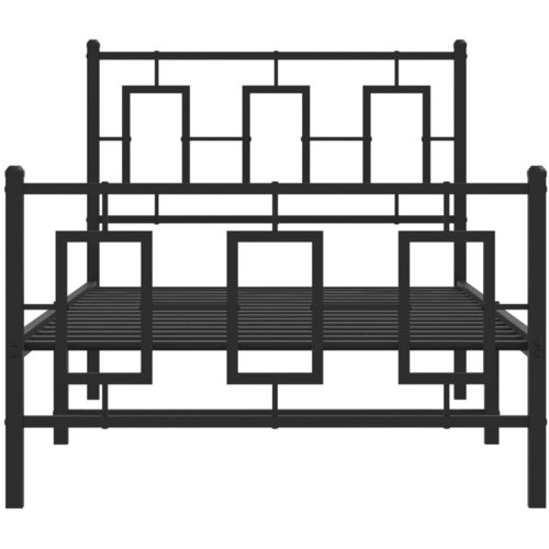  Metalni okvir kreveta uzglavlje i podnožje crni 90 x 200 cm Slike