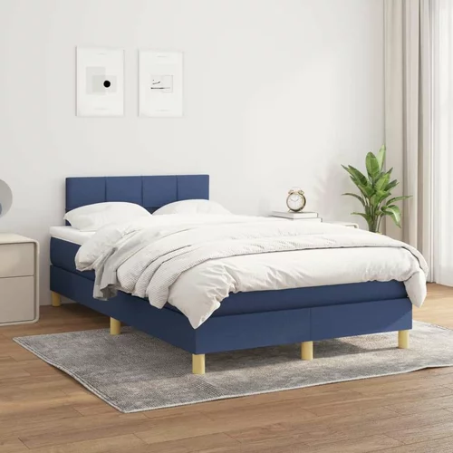  Box spring postelja z vzmetnico moder 120x200 cm blago, (20725161)