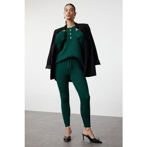 Trendyol Emerald Green Corded Trousers Knitwear Bottom-Top Set Slike