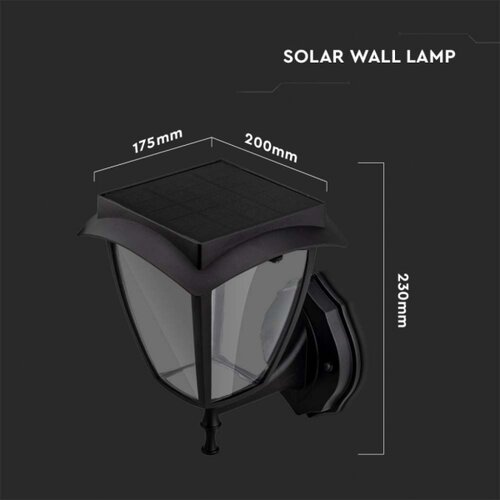  LED solarna zidna lampa LED/2W/3,7V 3000/6000K IP65 2200 mAh crna Slike