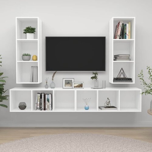  Zidni TV ormarići 4 kom bijeli od konstruiranog drva Cene