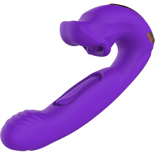SuperLove Bitting &amp;amp; Double Tongue Tapping Dual Vibrator Purple Slike
