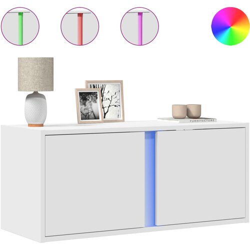 Maison Chic Stenska TV omarica - TV stojalo - Televizijska omarica z LED lučkami bela 80x31x35 cm, (21701981) Cene