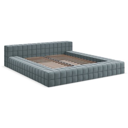 Makamii Svijetlo plavi tapecirani bračni krevet s podnicom 160x200 cm Akela – Cijene