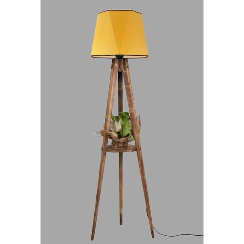 Opviq Sehbalı tripod lambader yanık altıgen hardal abajurlu Mustard Floor Lamp Slike