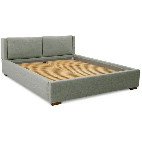 Scandic Sivi tapecirani bračni krevet s prostorom za odlaganje s podnicom 160x200 cm Dreamer –