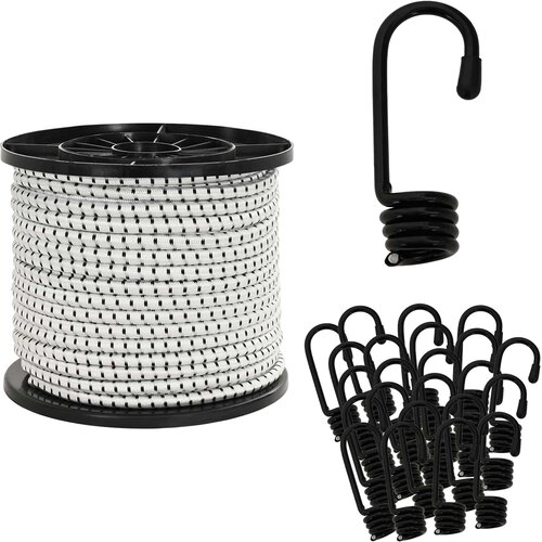  Bungee užadi s kukama 10 mm 50 m Crna i bijela PP i guma Cijene