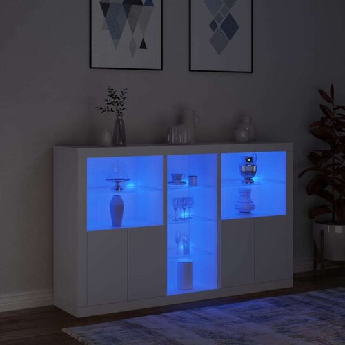  Komoda s LED svjetlima bijela 162 x 37 x 100 cm Slike