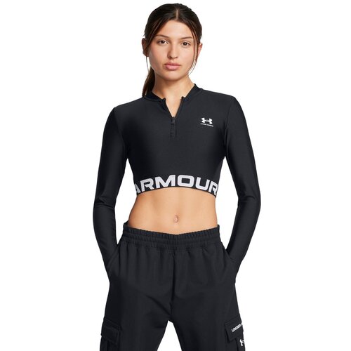 Under Armour Ženska majica HeatGear Rib 1/4 Zip LS Top Black XL Slike