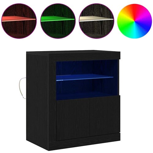  LED komoda Crna 60,5 x 37 x 67 cm Konstruirano drvo Slike