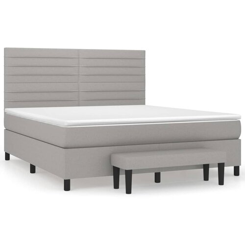 Maison Chic Box spring postelja - Vzmetna postelja z vzmetnico svetlo siva 160x200 cm žamet SL13144, (21900049) Slike