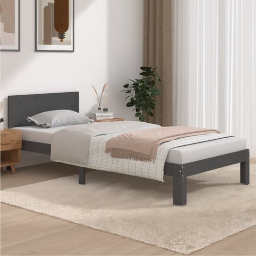The Living Store Posteljni okvir siv iz trdne borovine 90x200 cm - Posteljni Okvir, (21528067) Slike