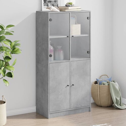  The Living Store Visoka omara z vrati betonsko siva 68x37x142 cm inženirski les - Komoda, (21500661) Cene