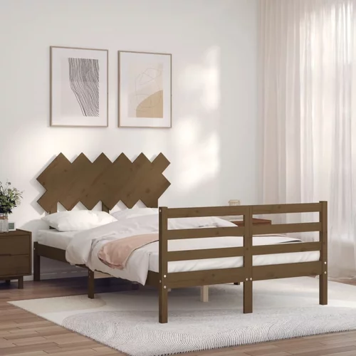 vidaXL Okvir kreveta s uzglavljem boja meda 4FT bračni masivno drvo