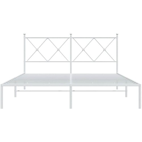  Metalni okvir za krevet s uzglavljem bijeli 150x200 cm Slike