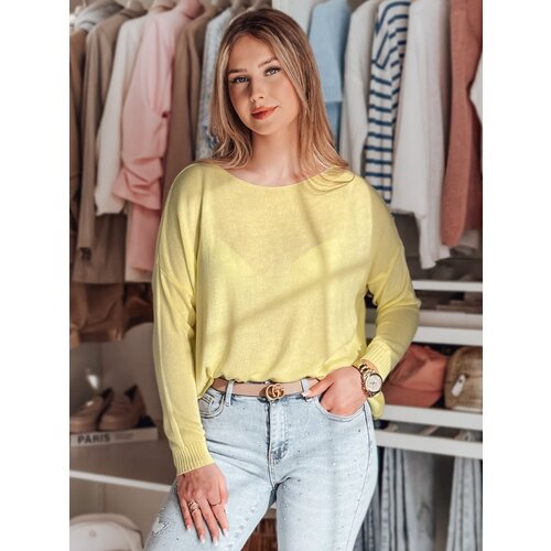 DStreet Sweter damski one size oversize gładki SENZIA cytrynowy Cene