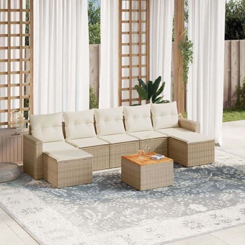 vidaXL 8-dijelni set vrtnih sofa od poliratana s jastucima bež Cene