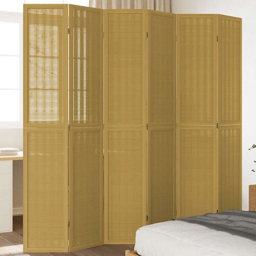 vidaXL Sobna pregrada s 6 panela smeđa od masivnog drva paulovnije 40 x 220 cm Cene
