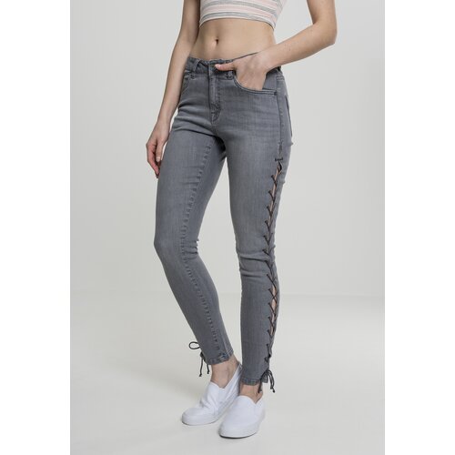 Urban Classics Women&amp;#039;s denim pants Lace Up Skinny - grey Slike