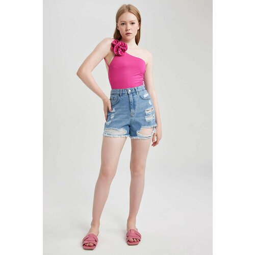 Defacto Mom Fit Normal Waist Cropped-Tip Jean Shorts Slike