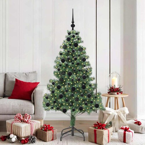 vidaXL Božično drevo med 300 LED z stojalom Zelena 180 cm PVC Cene