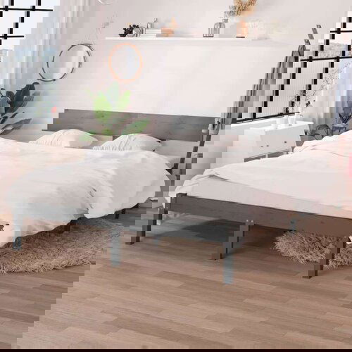  Za krevet od masivne borovine sivi 150 x 200 cm UK King Slike