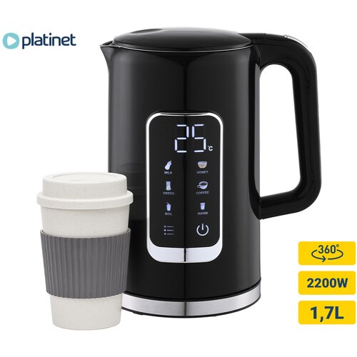 Platinet PEKR723 grelnik vode, 1.7L, 2200W, digitalni zaslon, 5 stopenj, funkcija keep warm, varnostne zaščite, samodejni izklop, 360° podstavek, +gratis skodelica, (21591857) Cene