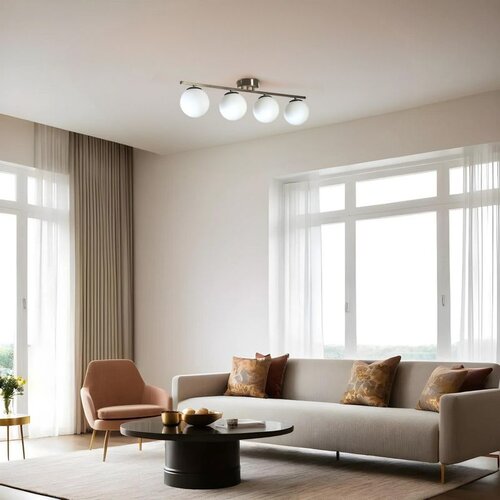 Opviq yeni can 4 Lü mat krom beyaz Camlı avize matte chromewhite chandelier Cene