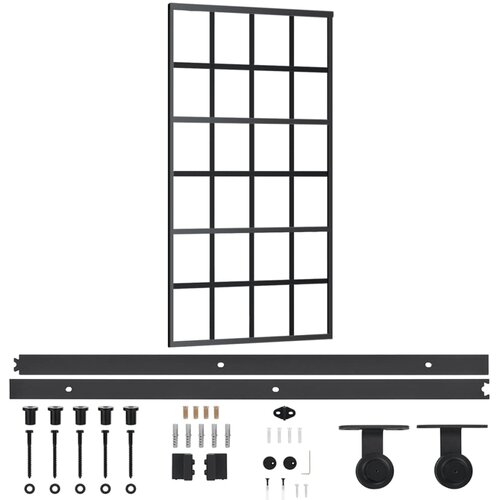 vidaXL Drsna vrata z opremo ESG steklo in aluminij 102x205 cm, (20767275) Cene