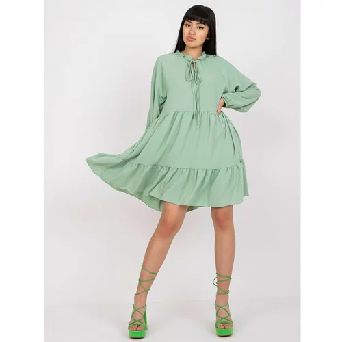 Fashion Hunters Light green boho style dress with a frill